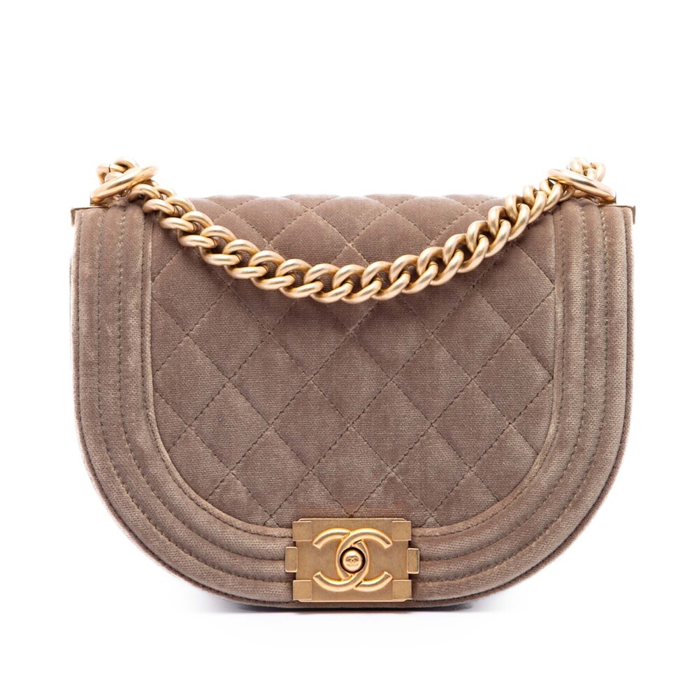 Pre-Loved Chanel Small Quilted Velvet Boy Messenger Bag